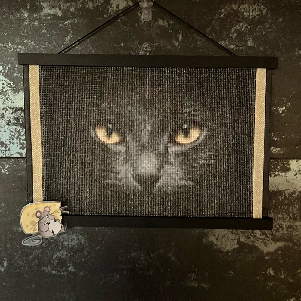 Custom Framed Art-Diamond Painting-Black Cat